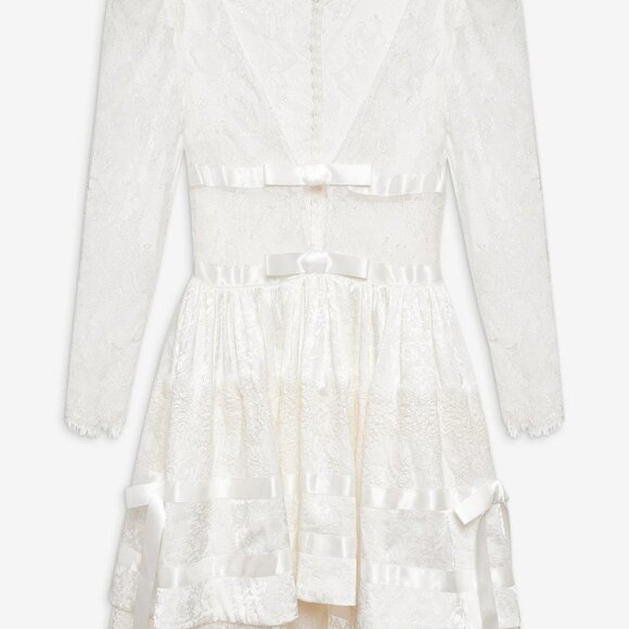 For Love & Lemons Annabelle Lace Mini Dress in Cream white lace bride - Picture 3 of 13